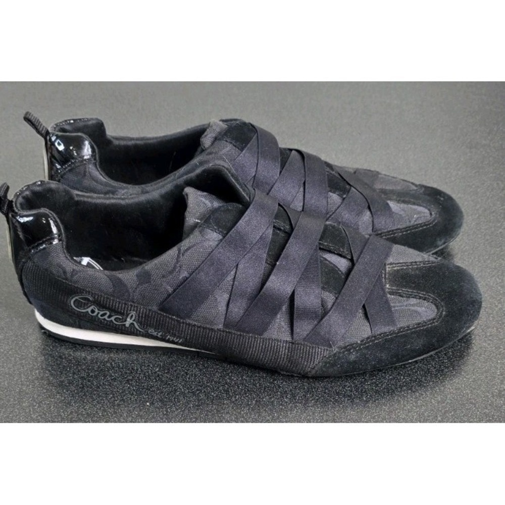 Vintage Coach Harmonie Black Woman 8.5 Shoes Sneaker Pull On Suede Casual
